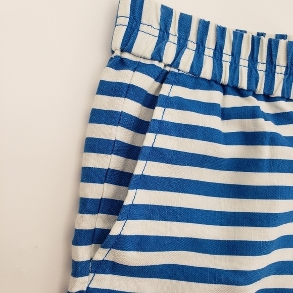𝅺j. Crew Factory Blue Striped Pull On Shorts with Side Pockets, Size 8 - Picture 2 of 6